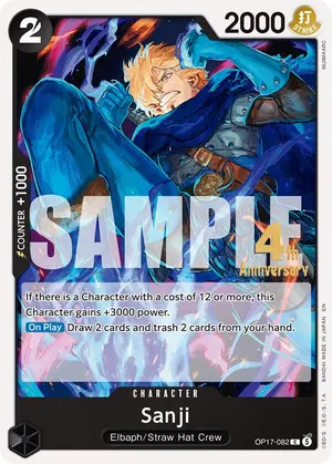 Carta Sanji OP17-082, versión Promo