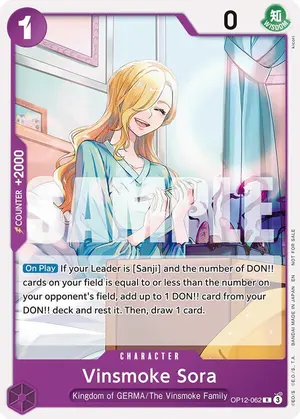 Carta Vinsmoke Sora OP12-062, versión Arte alternativo