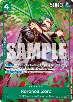 Carta Roronoa Zoro OP13-037, versión Treasure Rare