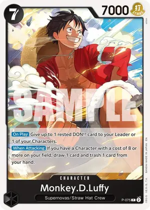 Carta Monkey.D.Luffy P-075, versión Normal