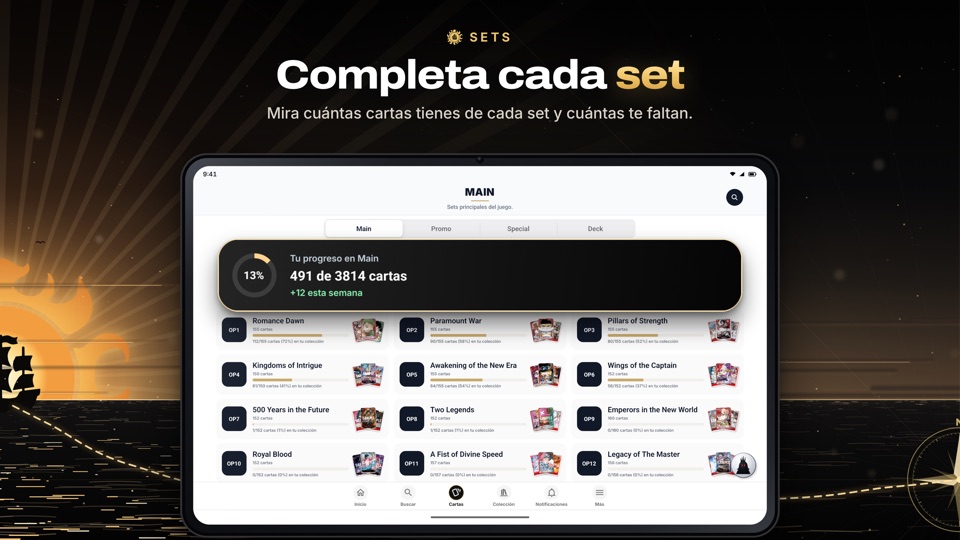 Completa cada set: tu progreso por set
